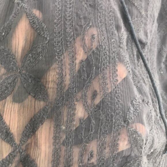 Anthropologie Tiny Embroidered Split Neck Blue - Picture 8 of 11